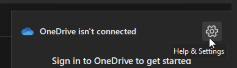 One drive settings menu icon