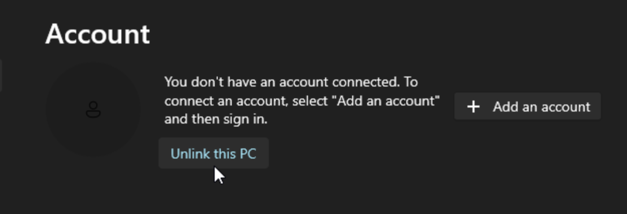 Unlink this PC in OneDrive